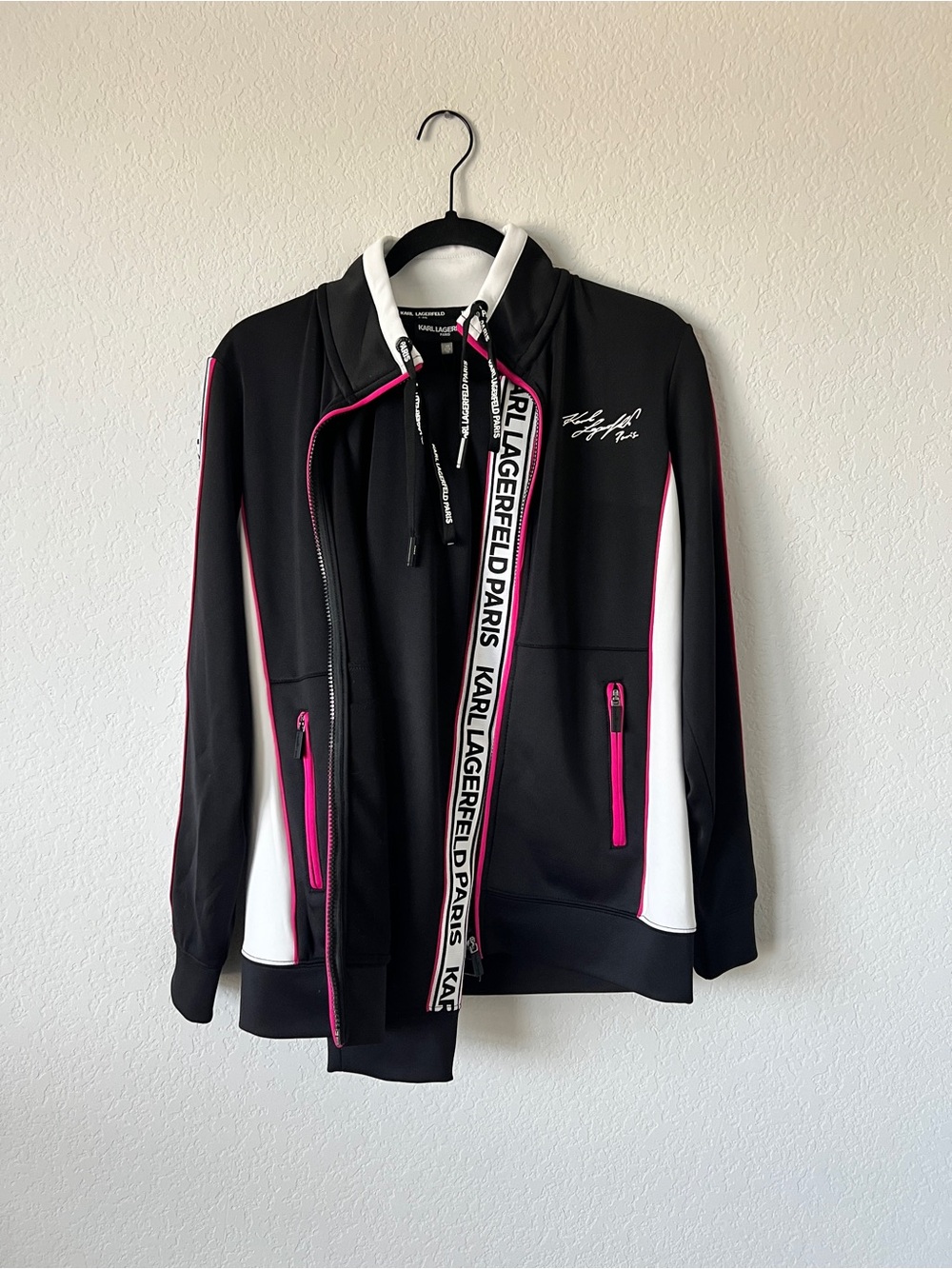 Karl Lagerfeld Black, White & Pink Signature Tracksuit Set